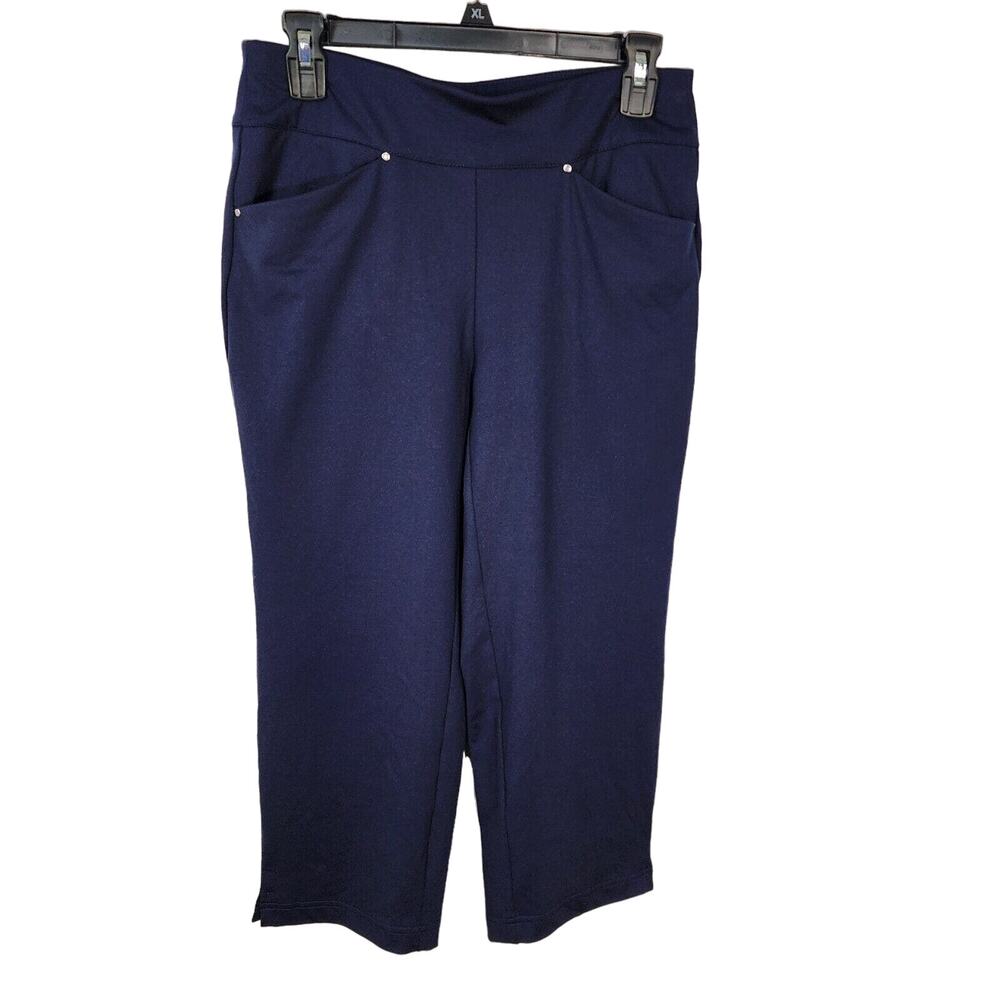 Chico's Weekends Womens Capri Pants Size 0 Small 4 Serene Knit UPF 50+ Dark Navy